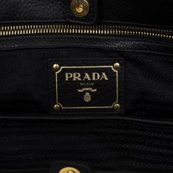 مملوكة مسبقًا Prada Black Vitello Daino Side Zip Shopping Tote