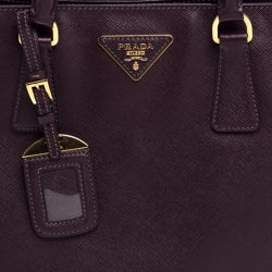 Pre Owned Prada Burgundy Saffiano Lux Leather Large Galleria Tote