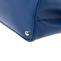 Pre Owned Prada Blue Saffiano Cuir Leather Double Handle Tote