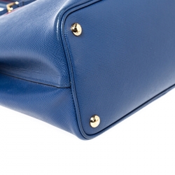 Pre Owned Prada Blue Saffiano Cuir Leather Double Handle Tote