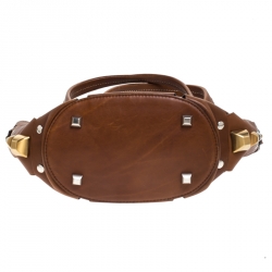 Pre Owned Prada Brown Woven Leather Studded Lattice Tote