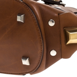 Pre Owned Prada Brown Woven Leather Studded Lattice Tote