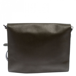 Pre Owned Prada Olive Green Saffiano Lux  Leather Flap Shoulder Bag