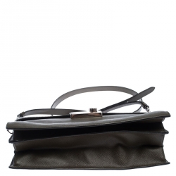 Pre Owned Prada Olive Green Saffiano Lux  Leather Flap Shoulder Bag