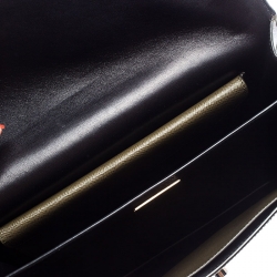 Pre Owned Prada Olive Green Saffiano Lux  Leather Flap Shoulder Bag