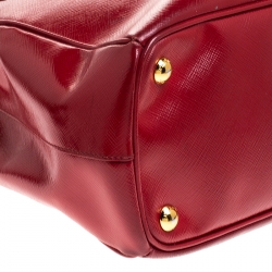 Pre Owned Prada Red Saffiano Patent Leather Medium Gardener's Tote