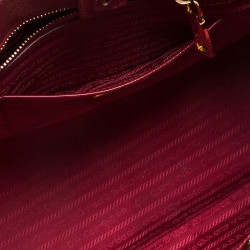 Pre Owned Prada Red Saffiano Patent Leather Medium Gardener's Tote