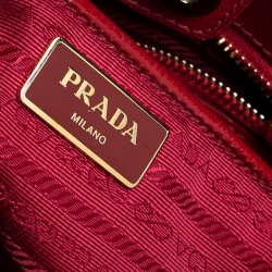 Pre Owned Prada Red Saffiano Patent Leather Medium Gardener's Tote