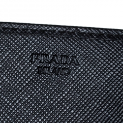 Pre Owned Prada Black Saffiano Lux Leather Continental Wallet