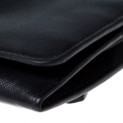 Pre Owned Prada Black Saffiano Lux Leather Continental Wallet