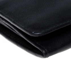 Pre Owned Prada Black Saffiano Lux Leather Continental Wallet