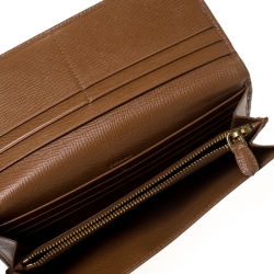 Pre Owned Prada Caramel Saffiano Lux Leather Continental Wallet