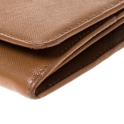 Pre Owned Prada Caramel Saffiano Lux Leather Continental Wallet