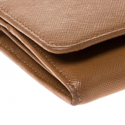 Pre Owned Prada Caramel Saffiano Lux Leather Continental Wallet