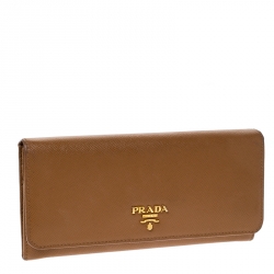 Pre Owned Prada Caramel Saffiano Lux Leather Continental Wallet