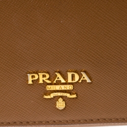 Pre Owned Prada Caramel Saffiano Lux Leather Continental Wallet