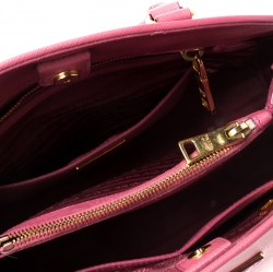 Pre Owned Prada Coral Pink Saffiano Leather Open Promenade Satchel