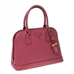 Pre Owned Prada Coral Pink Saffiano Leather Open Promenade Satchel