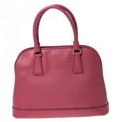 Pre Owned Prada Coral Pink Saffiano Leather Open Promenade Satchel