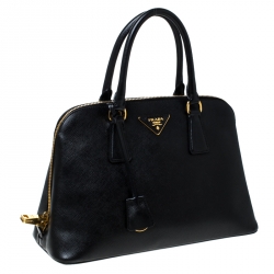 Pre Owned Prada Black Saffiano Lux Leather Promenade Bag