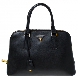 Pre Owned Prada Black Saffiano Lux Leather Promenade Bag
