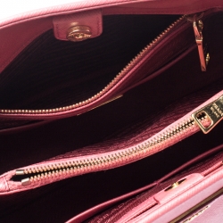 Pre Owned Prada Coral Pink Saffiano Leather Open Promenade Satchel
