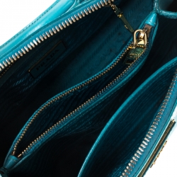 Prada Teal Saffiano Lux Leather Small Promenade Satchel