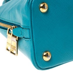 Prada Teal Saffiano Lux Leather Small Promenade Satchel