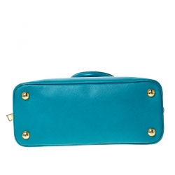 Prada Teal Saffiano Lux Leather Small Promenade Satchel