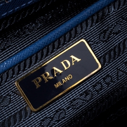 Pre Owned Prada Blue Saffiano Lux Leather Large Double Zip Tote