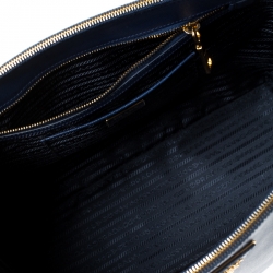 Pre Owned Prada Blue Saffiano Lux Leather Large Double Zip Tote