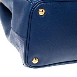 Pre Owned Prada Blue Saffiano Lux Leather Large Double Zip Tote