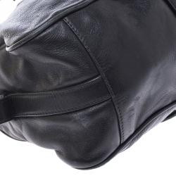 Pre Owned Prada Black Leather Belted Shoulder Bag