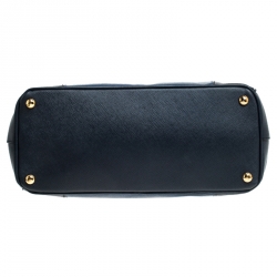 Pre Owned Prada Blue Bicolor Saffiano Lux Leather Medium Double Zip Tote