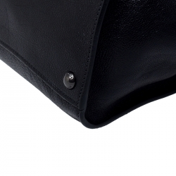Pre Owned Prada Black Glace Calf Leather Double Handle Tote