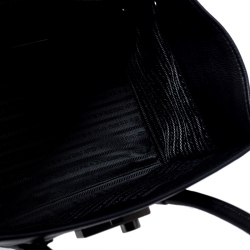 Pre Owned Prada Black Glace Calf Leather Double Handle Tote
