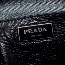 Pre Owned Prada Black Glace Calf Leather Double Handle Tote