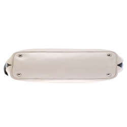 Pre Owned Prada Off White/Black Leather Shopper Tote