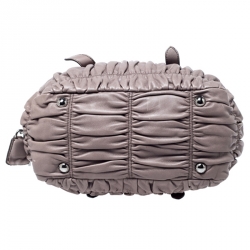 Pre Owned Prada Taupe Nappa Gaufre Leather Satchel