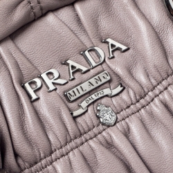 Pre Owned Prada Taupe Nappa Gaufre Leather Satchel