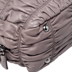 Pre Owned Prada Taupe Nappa Gaufre Leather Satchel