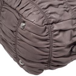 Pre Owned Prada Taupe Nappa Gaufre Leather Satchel