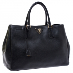 Pre Owned Prada Black Saffiano Lux Leather Large Gardener's Tote