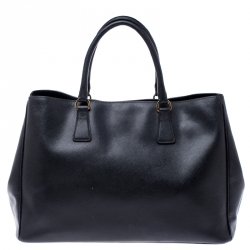 Pre Owned Prada Black Saffiano Lux Leather Large Gardener's Tote