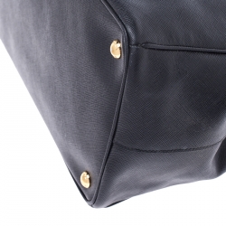 Pre Owned Prada Black Saffiano Lux Leather Large Gardener's Tote