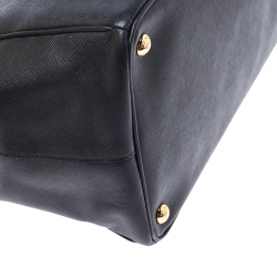 Pre Owned Prada Black Saffiano Lux Leather Large Gardener's Tote