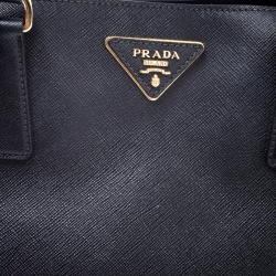 Pre Owned Prada Black Saffiano Lux Leather Large Gardener's Tote