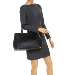 Pre Owned Prada Black Saffiano Lux Leather Large Gardener's Tote