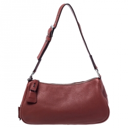 Pre Owned Prada Maroon Leather Lock and Key Shoulder Bag