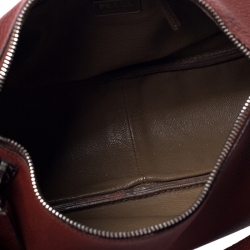 Pre Owned Prada Maroon Leather Lock and Key Shoulder Bag